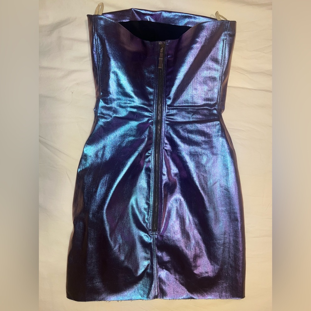 RICK OWENS STRAPLESS FITTED IREDESCENT FITTED DRESS- 42 IT (6 US) - Picture 2 of 3